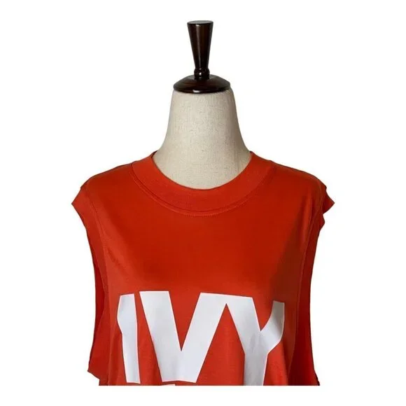 Ivy Park Orange And White Modal Crew Neck Sleeveless Tank Top Size S - Picture 4 of 12